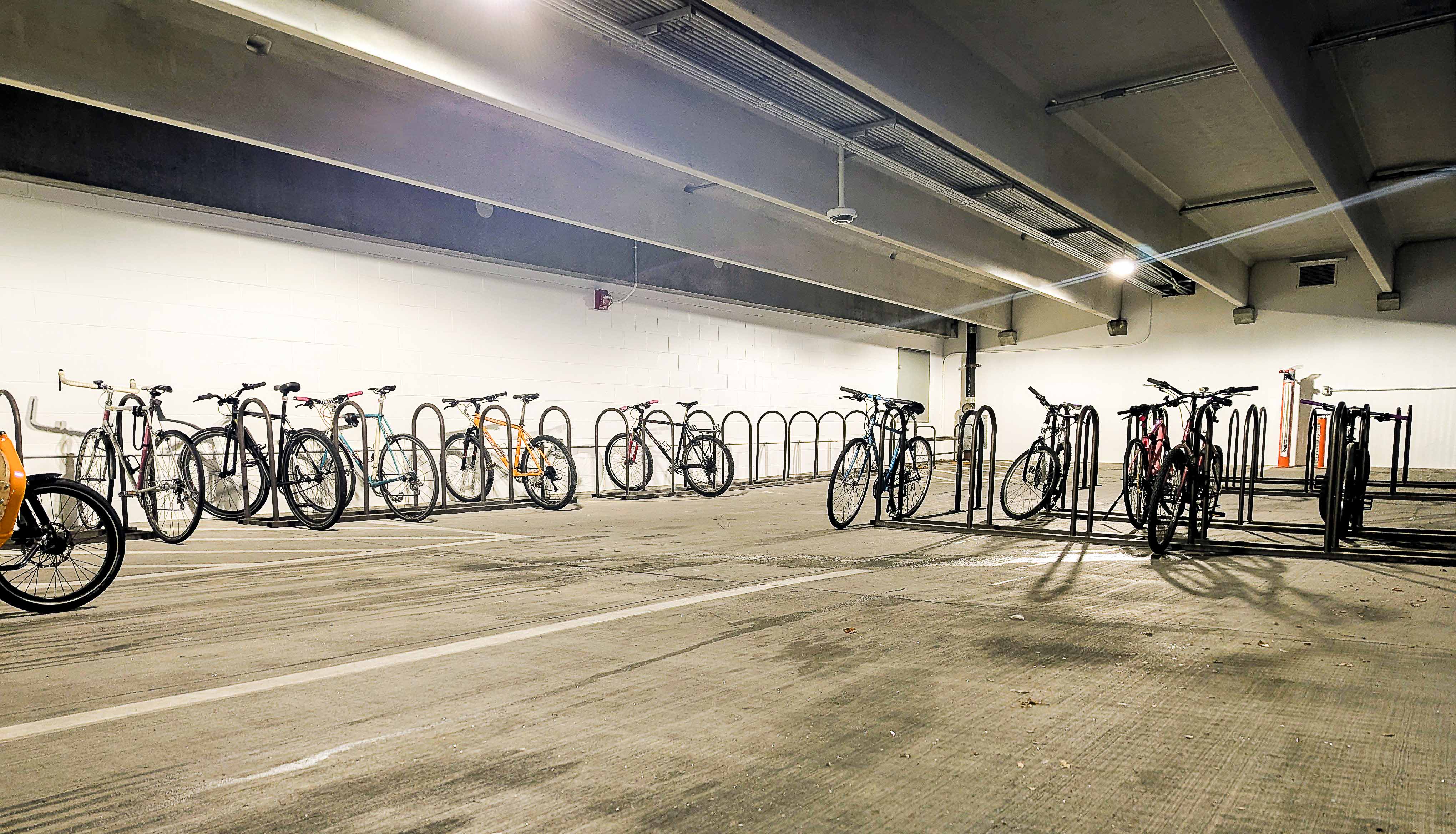 bike parking in the Perry Street Parking Garage