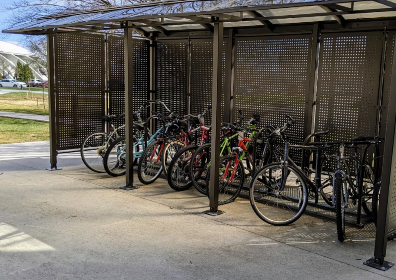 Bike rack on campus